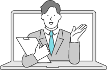 男の人が解説しているイラスト